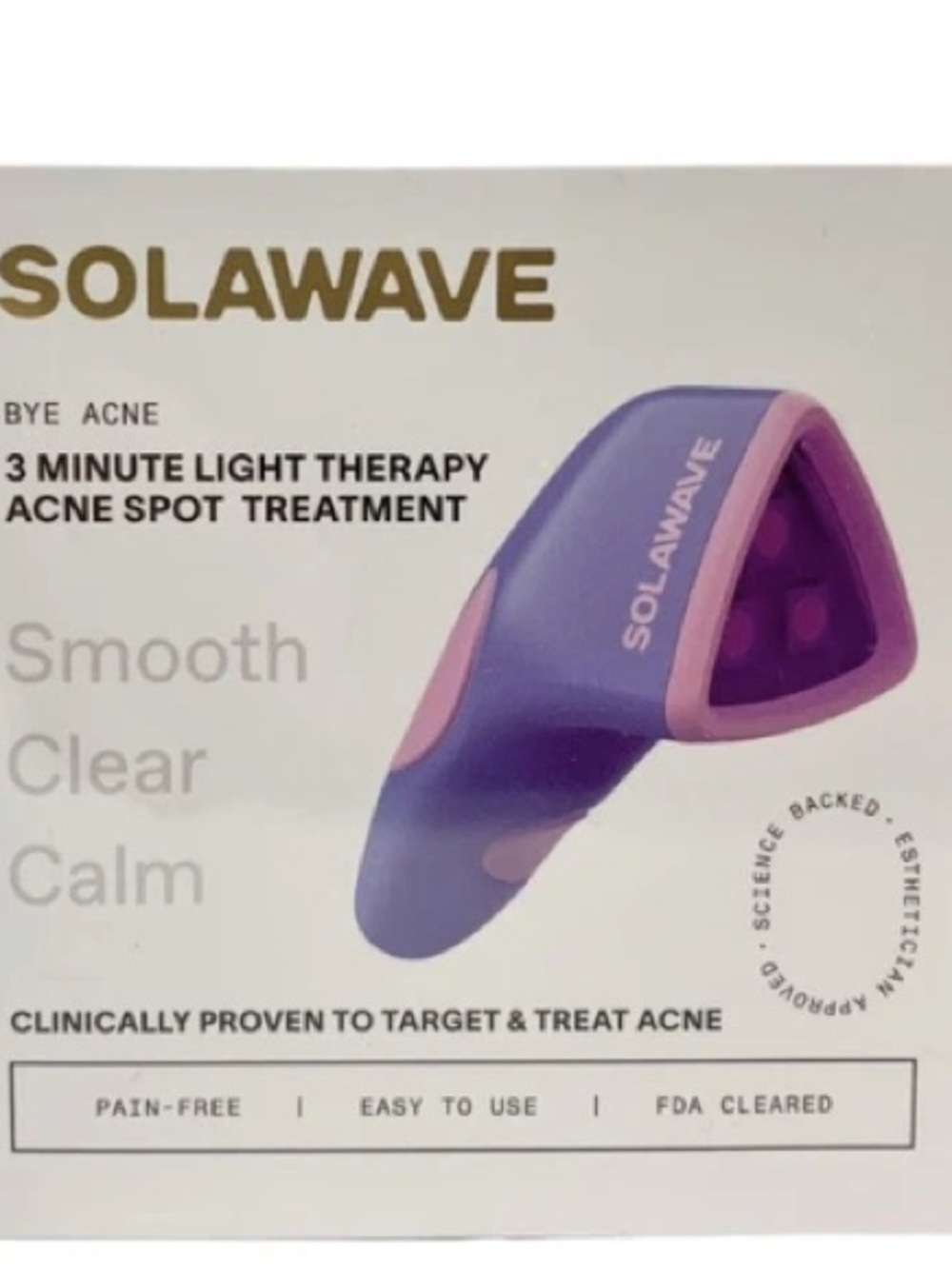 Solawave Bye Acne 3-Minute Light Therapy Acne Spot Treatment - Purple/Pink